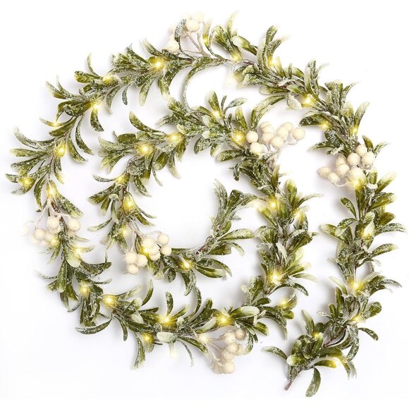 Other - Christmas Garland with Lights Battery Operated - 5.9ft 20 LED White Berry Lighte
